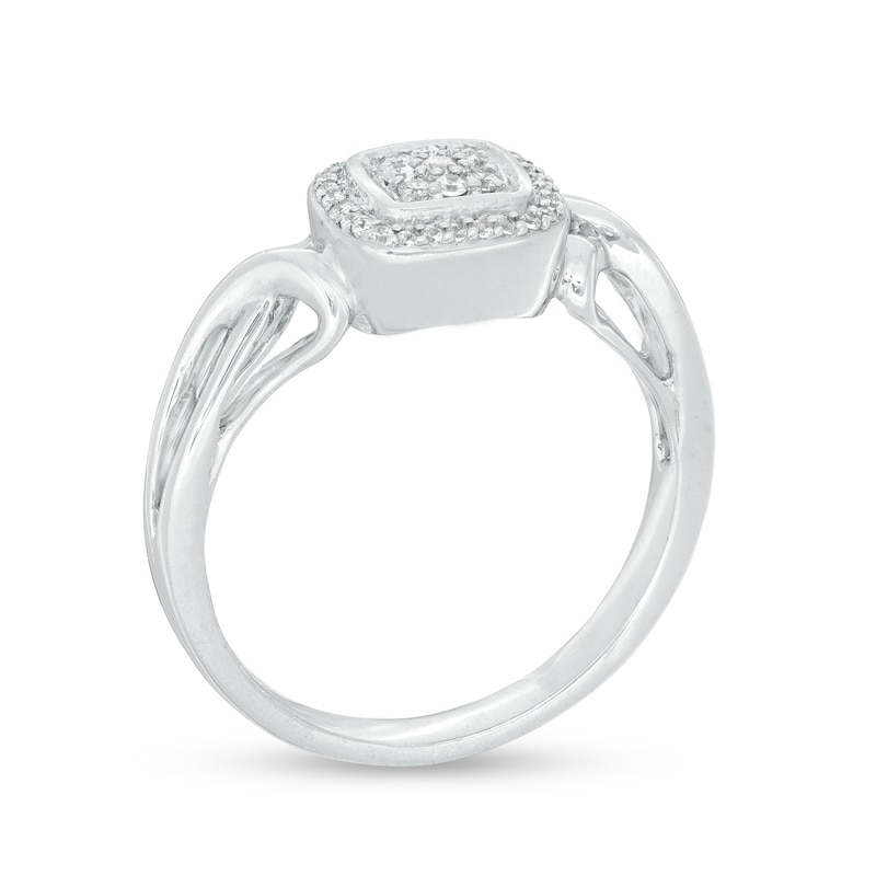 Main Image 2 of 1/6 CT. T.W. Composite Diamond Cushion Frame Ring in Sterling Silver