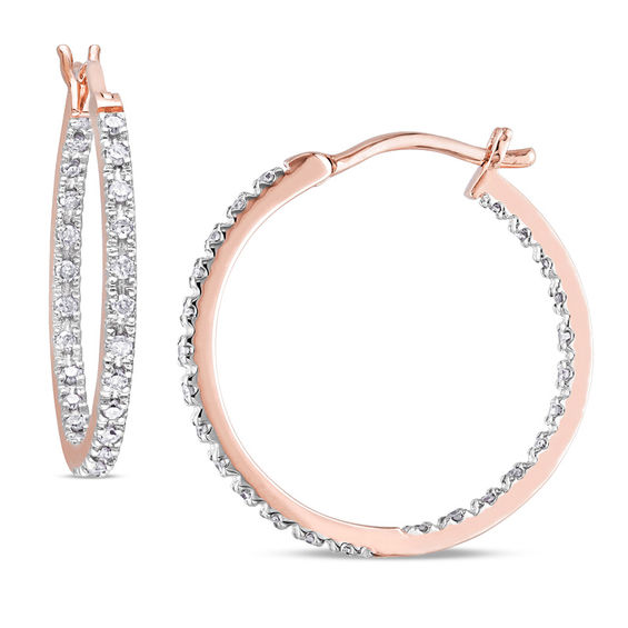 1/4 CT. T.W. Diamond Inside-Out Hoop Earrings in 10K Rose Gold 1/4 CT. T.W. Diamond Inside-Out Hoop Earrings in 10K Rose Gold