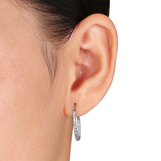 1/4 CT. T.W. Diamond Inside-Out Hoop Earrings in 10K Rose Gold 1/4 CT. T.W. Diamond Inside-Out Hoop Earrings in 10K Rose Gold