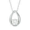Thumbnail Image 0 of 6.0mm Lab-Created White Sapphire Solitaire Teardrop Pendant in Sterling Silver