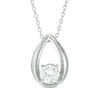 Thumbnail Image 1 of 6.0mm Lab-Created White Sapphire Solitaire Teardrop Pendant in Sterling Silver