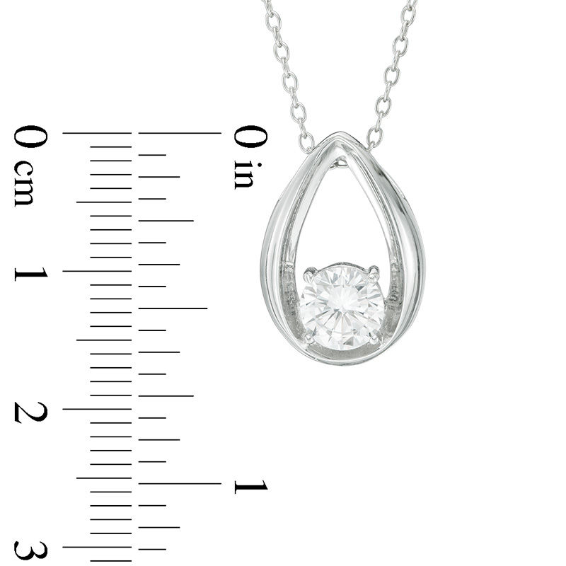 6.0mm Lab-Created White Sapphire Solitaire Teardrop Pendant in Sterling Silver