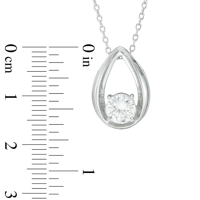 Main Image 2 of 6.0mm Lab-Created White Sapphire Solitaire Teardrop Pendant in Sterling Silver