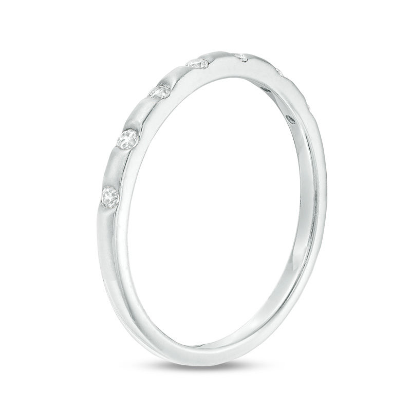 1/10 CT. T.W. Diamond Station Stackable Band in 10K White Gold