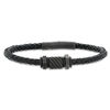 Thumbnail Image 0 of Men's Black IP Stainless Steel Bead and Black Woven Leather Bracelet - 8.5"