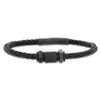 Thumbnail Image 1 of Men's Black IP Stainless Steel Bead and Black Woven Leather Bracelet - 8.5"