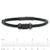 Thumbnail Image 2 of Men's Black IP Stainless Steel Bead and Black Woven Leather Bracelet - 8.5"