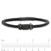 Thumbnail Image 3 of Men's Black IP Stainless Steel Bead and Black Woven Leather Bracelet - 8.5"