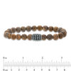 Thumbnail Image 2 of Men's 8.0mm Bronzite Stretch Bracelet with Stainless Steel Bead - 8.5"