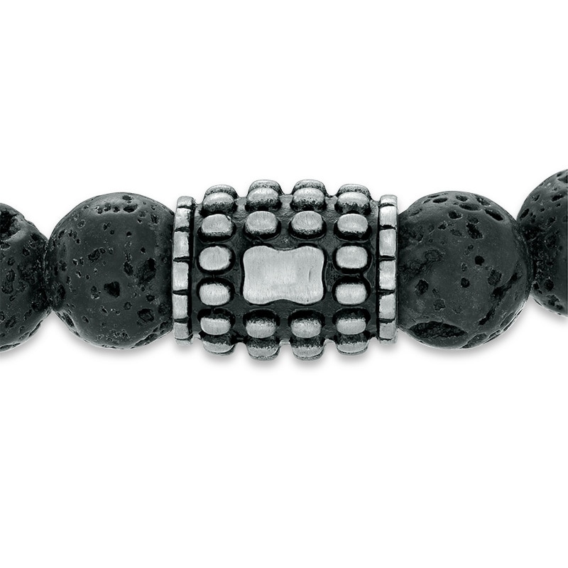 Men's 8.0mm Lava Bead Stainless Steel Stretch Bracelet - 8.5"