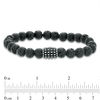 Thumbnail Image 2 of Men's 8.0mm Lava Bead Stainless Steel Stretch Bracelet - 8.5"