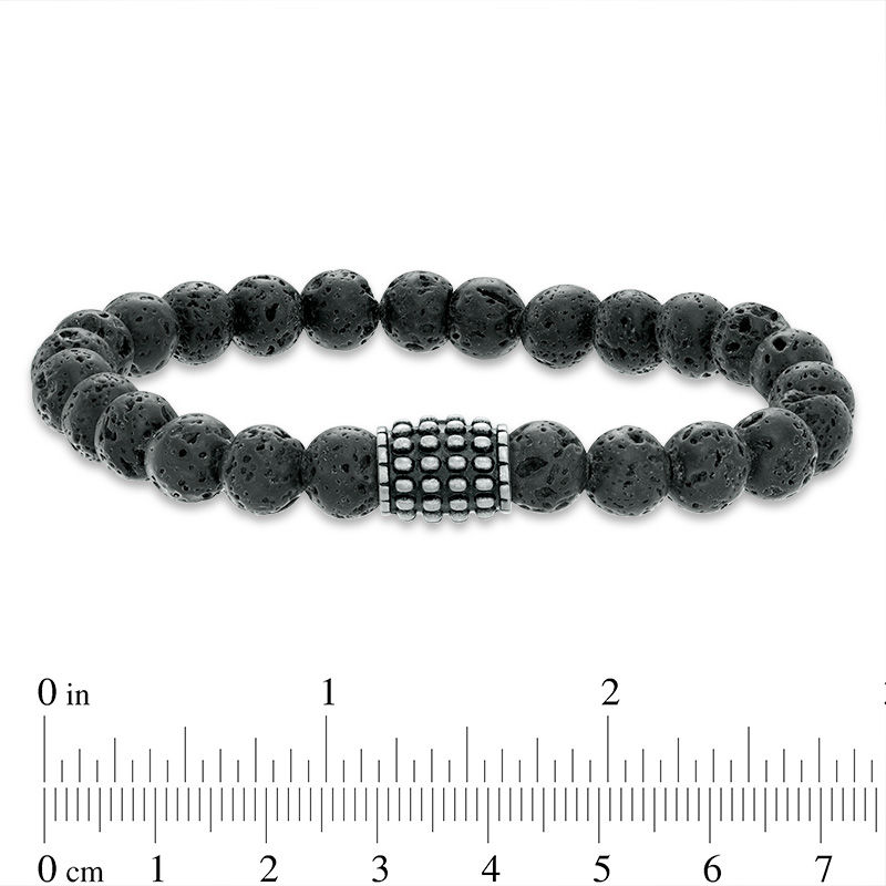Men's 8.0mm Lava Bead Stainless Steel Stretch Bracelet - 8.5"