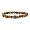 Thumbnail Image 1 of 8.0mm Tiger's Eye Stretch Bracelet with Stainless Steel Bead - 8.5"