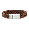Thumbnail Image 1 of Woven Leather Bracelet with Stainless Steel Clasp - 8.5"