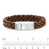 Thumbnail Image 3 of Woven Leather Bracelet with Stainless Steel Clasp - 8.5"