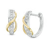 Thumbnail Image 0 of Diamond Accent Overlay Hoop Earrings in 10K Two-Tone Gold