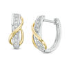 Thumbnail Image 1 of Diamond Accent Overlay Hoop Earrings in 10K Two-Tone Gold