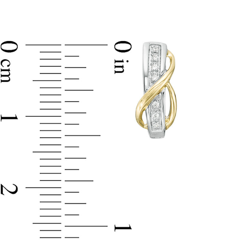 Diamond Accent Overlay Hoop Earrings in 10K Two-Tone Gold