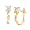 Thumbnail Image 0 of 1/10 CT. T.W. Diamond Solitaire Square Frame Twist Hoop Earrings in 10K Gold