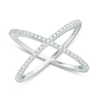 1 8 CT. T.W. Diamond Criss Cross Orbit Ring in Sterling Silver Zales Outlet