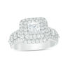 Thumbnail Image 1 of 2 CT. T.W. Princess-Cut Diamond Double Frame Multi-Row Engagement Ring in 14K White Gold
