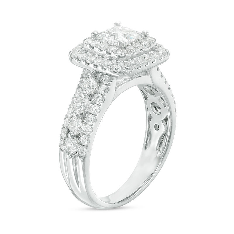 Main Image 2 of 2 CT. T.W. Princess-Cut Diamond Double Frame Multi-Row Engagement Ring in 14K White Gold