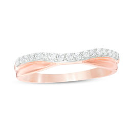 FB Jewels 14kt Rose Gold Womens Round Diamond Contoured Enhancer Wedding Band Ring 1//6 Cttw I1-I2 clarity; H-I color