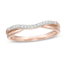 1/20 CT. T.W. Diamond Twist Contour Wedding Band in 14K Rose Gold