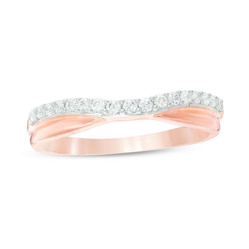 Twisted Leaf Diamond Wedding Band 14K Rose Gold