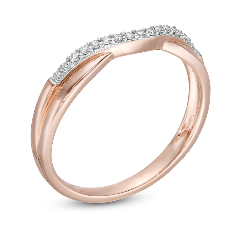 Main Image 2 of 1/20 CT. T.W. Diamond Twist Contour Wedding Band in 14K Rose Gold