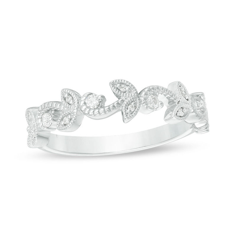 1/8 CT. T.W. Diamond Vine Vintage-Style Band in 10K White Gold