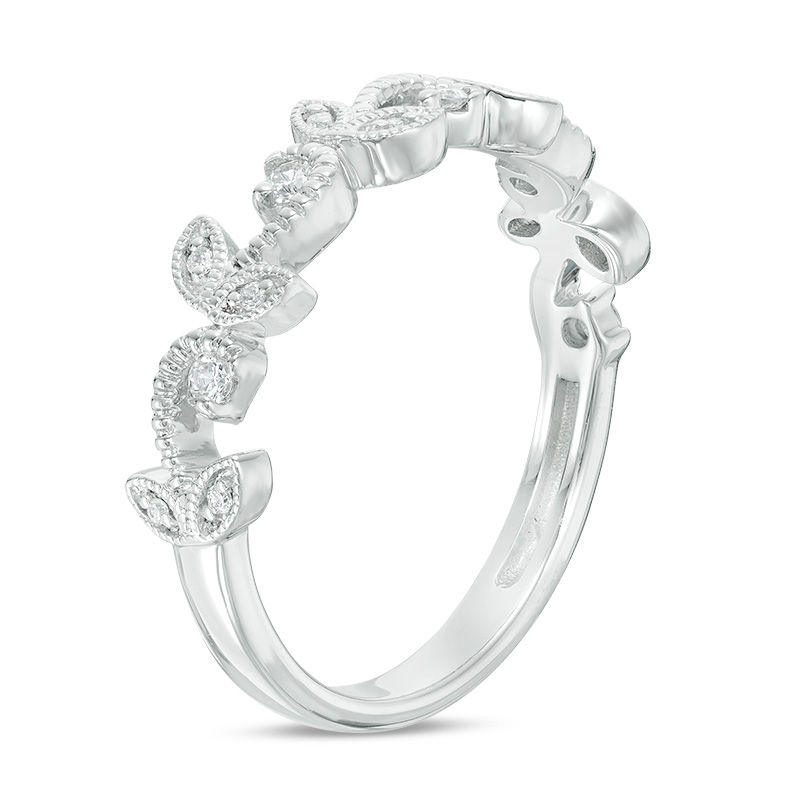 Main Image 2 of 1/8 CT. T.W. Diamond Vine Vintage-Style Band in 10K White Gold