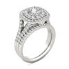 Thumbnail Image 1 of 2 CT. T.W. Diamond Double Cushion Frame Split Shank Bridal Set in 14K White Gold