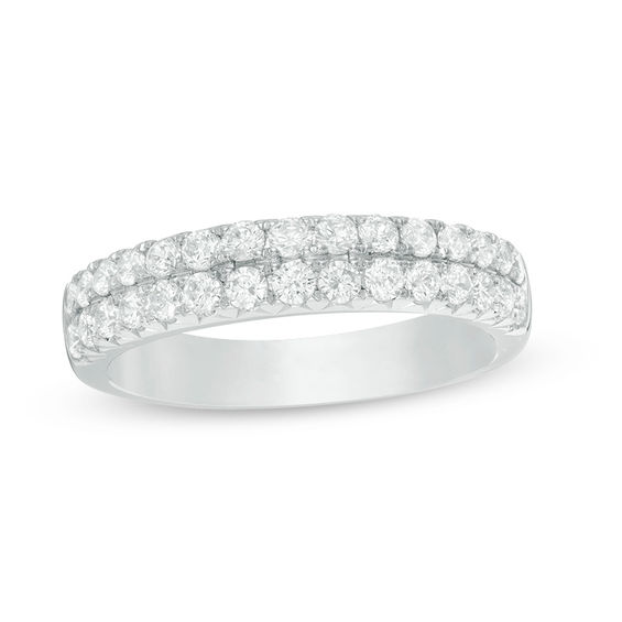 3/4 CT. T.W. Diamond Double Row Anniversary Band in 14K White Gold