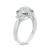 Thumbnail Image 2 of 1/3 CT. T.W. Diamond and Blue Sapphire Flower Frame Vintage-Style Engagement Ring in 10K White Gold