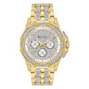 Thumbnail Image 0 of Men's Bulova Crystal Accent Gold-Tone Watch with Silver-Tone Dial (Model: 98C126)