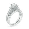 Thumbnail Image 1 of 5.4mm Lab-Created White Sapphire Three Stone Bridal Set in 10K White Gold