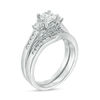 Thumbnail Image 2 of 5.4mm Lab-Created White Sapphire Three Stone Bridal Set in 10K White Gold