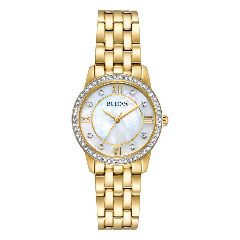 Main Image 2 of Ladies' Exclusive Bulova Crystal Accent Gold-Tone Watch and Bangle Boxed Set (Model: 98X115)