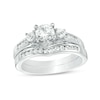 Thumbnail Image 1 of 5.4mm Lab-Created White Sapphire Three Stone Bridal Set in 10K White Gold
