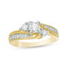 Thumbnail Image 0 of 1/4 CT. T.W. Diamond Past Present Future® Bypass Engagement Ring in 10K Gold