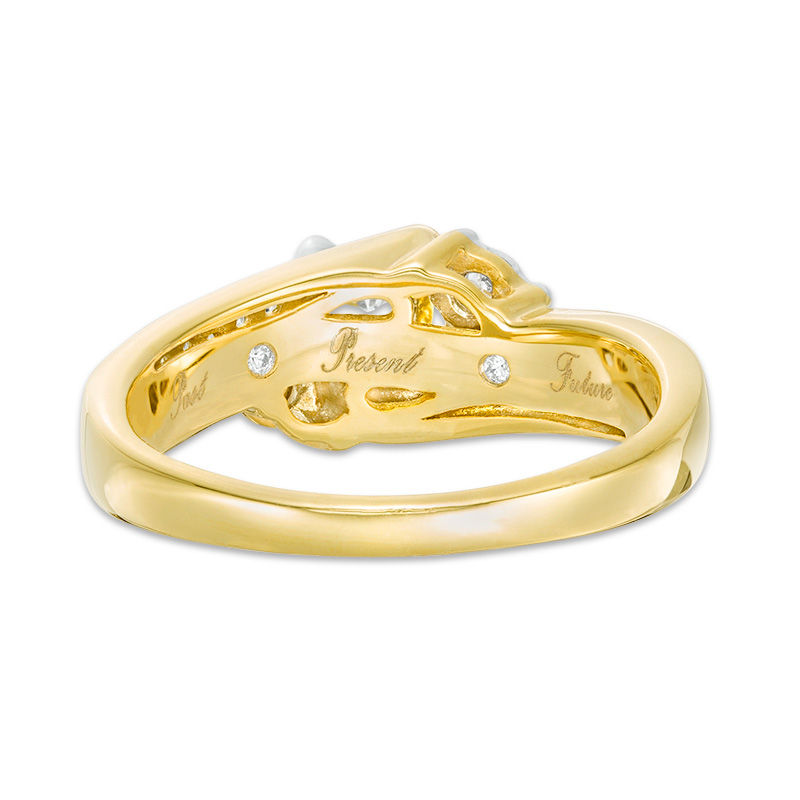 Main Image 3 of 1/4 CT. T.W. Diamond Past Present Future® Bypass Engagement Ring in 10K Gold