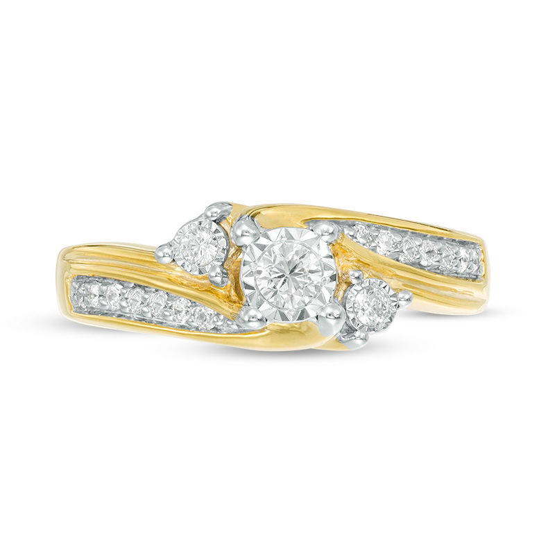 1/4 CT. T.W. Diamond Past Present Future® Bypass Engagement Ring in 10K Gold