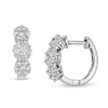 Thumbnail Image 0 of 1 CT. T.W. Composite Diamond Three Stone Hoop Earrings in 14K White Gold
