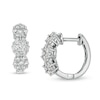 Thumbnail Image 1 of 1 CT. T.W. Composite Diamond Three Stone Hoop Earrings in 14K White Gold