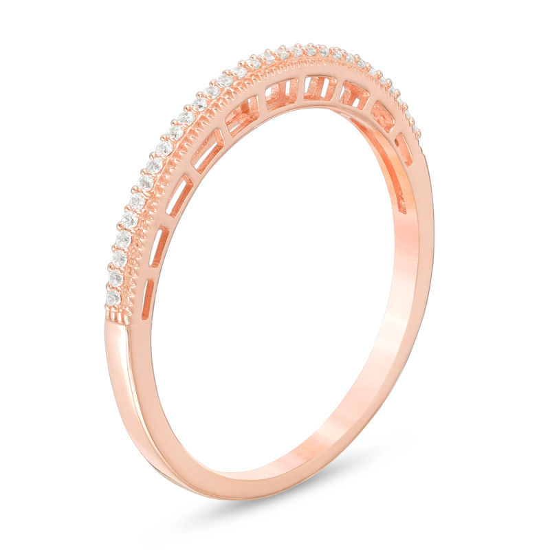Main Image 2 of 1/20 CT. T.W. Diamond Vintage-Style Wedding Band in 10K Rose Gold