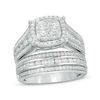 Thumbnail Image 1 of 2 CT. T.W. Diamond Frame Multi-Row Bridal Set in 10K White Gold