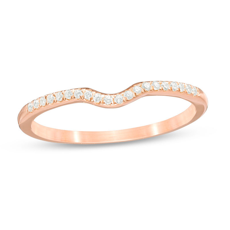 1/10 CT. T.W. Diamond Contour Wedding Band in 10K Rose Gold