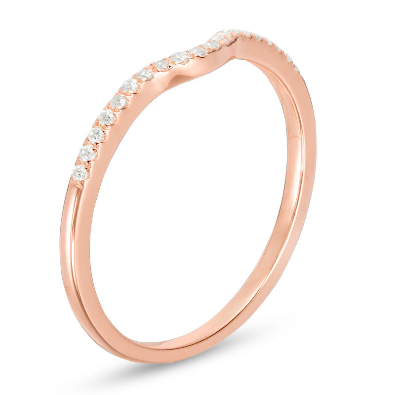 Main Image 2 of 1/10 CT. T.W. Diamond Contour Wedding Band in 10K Rose Gold