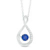 Thumbnail Image 1 of 5.0mm Lab-Created Blue and White Sapphire Infinity Pendant in Sterling Silver